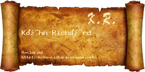 Kóhn Richárd névjegykártya