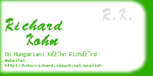 richard kohn business card